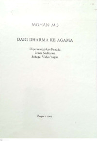Dari Dharma ke Agama