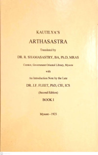 Kuautilya's Arthasastra (Book I)