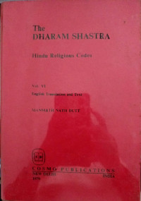 The Dharam Shastra : Hindu Religious Codes Vol 6